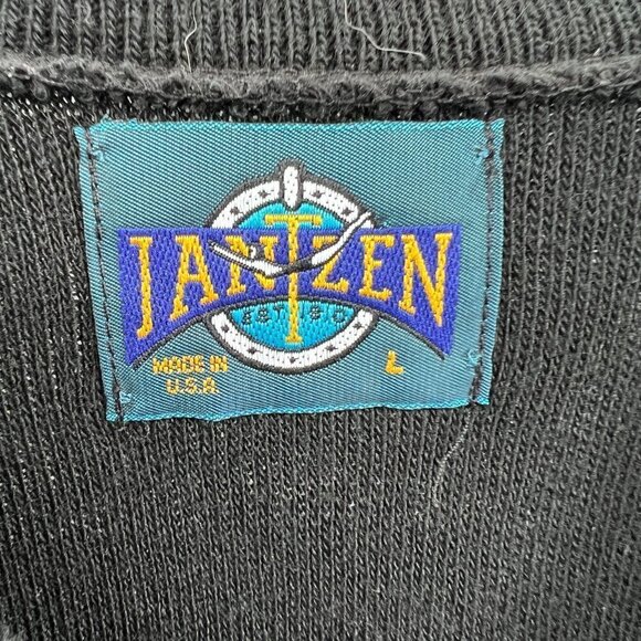 Jantzen Men Sweater Large Black Pullover Long‎ Sleeve V Neck USA - Picture 3 of 6